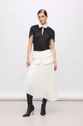 Sukně Karl Lagerfeld Studio bílá barva, midi, áčková, A4W12026