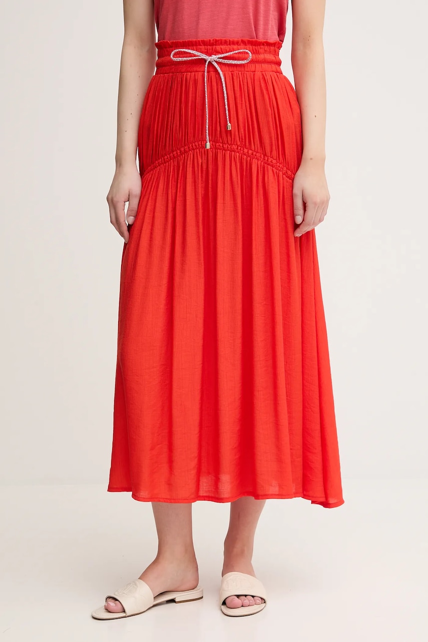 Sukně La Petite Française JOSETTE oranžová barva, midi, áčková, JOSETTE