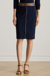 Sukně Lauren Ralph Lauren tmavomodrá barva, midi, pouzdrová, 200980024