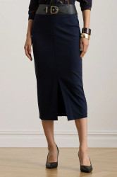 Sukně Lauren Ralph Lauren tmavomodrá barva, midi, pouzdrová, 200P03729