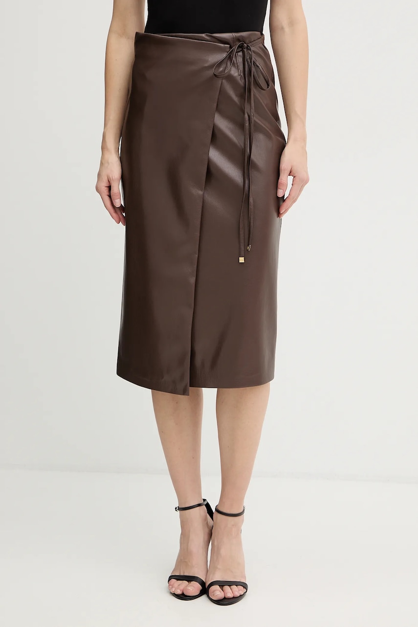 Sukně Marciano by Guess GLADYS hnědá barva, midi, pouzdrová, 5BGD07 7389A