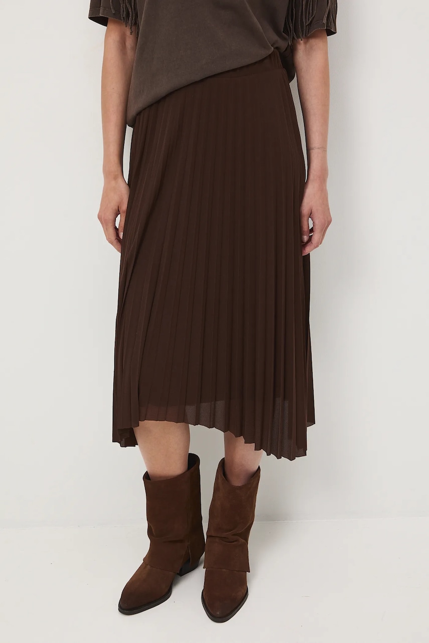 Sukně Medicine hnědá barva, midi, áčková