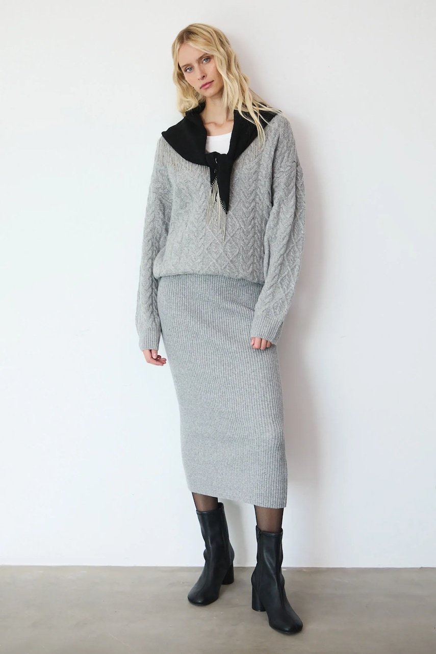 Sukně Medicine šedá barva, maxi