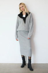 Sukně Medicine šedá barva, maxi