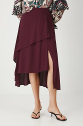 Sukně Medicine vínová barva, midi, áčková