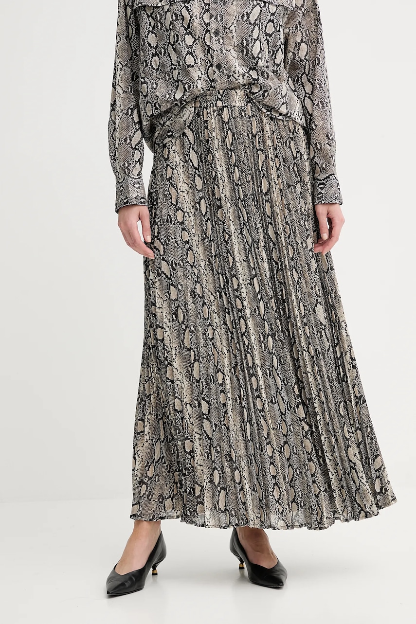 Sukně MICHAEL Michael Kors béžová barva, maxi, áčková, MT570J5ABE