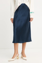 Sukně MM ALESSIO tmavomodrá barva, midi, áčková, 2526106018600