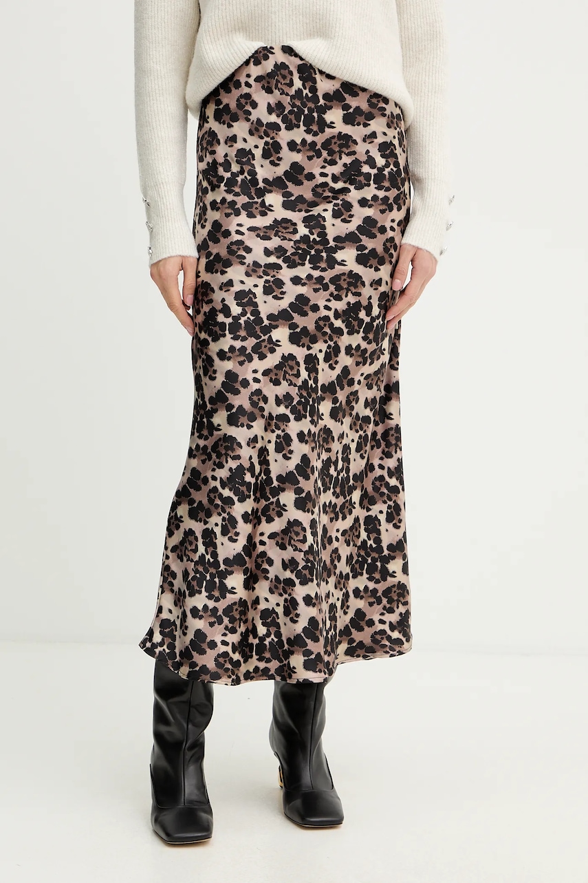 Sukně Morgan hnědá barva, midi, JLEOL.F