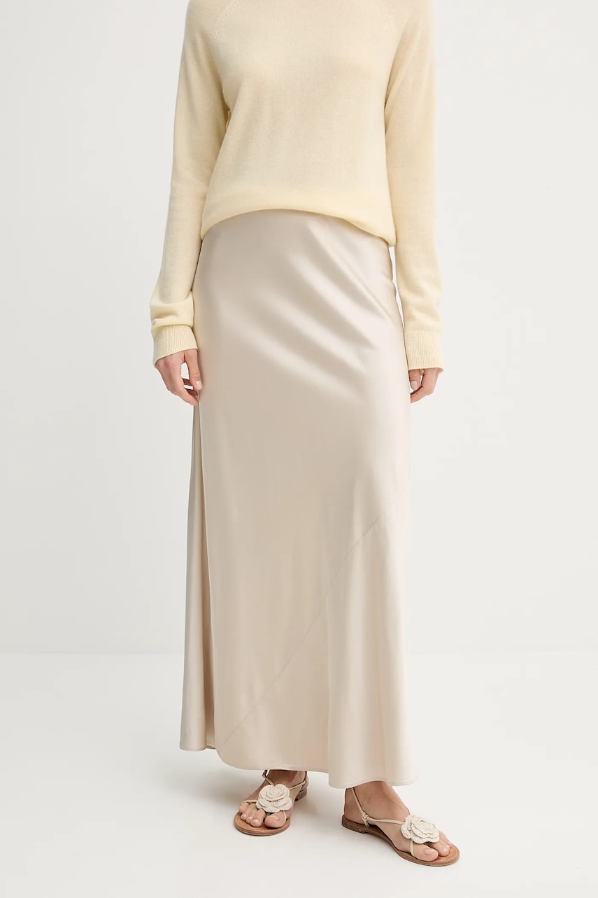 Sukně MUNTHE BARDOT béžová barva, maxi, 247120224711
