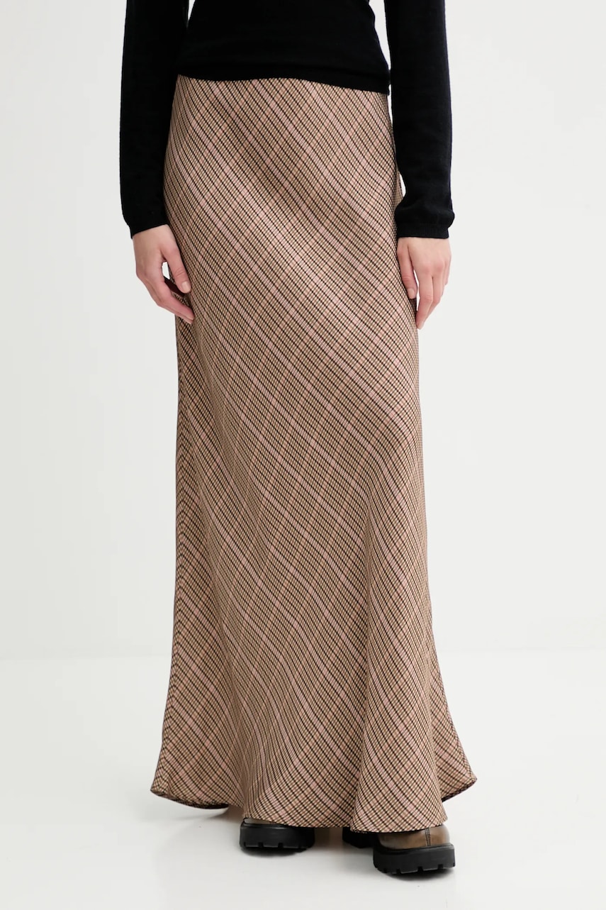 Sukně MUNTHE BARDOT hnědá barva, maxi, áčková, 253120525330