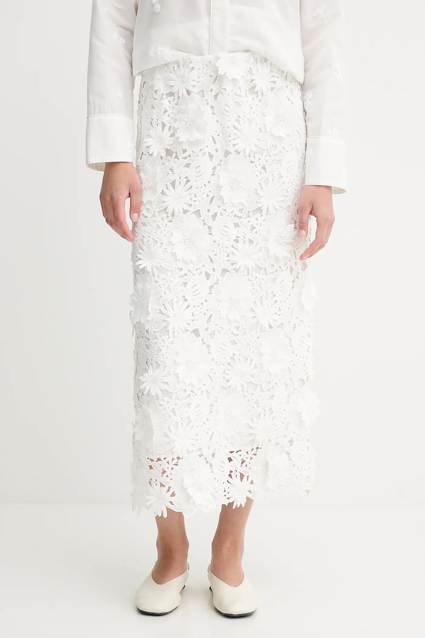 Sukně MUNTHE POMI bílá barva, maxi, 252120325228