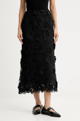Sukně MUNTHE POMI černá barva, midi, áčková, 254123625443