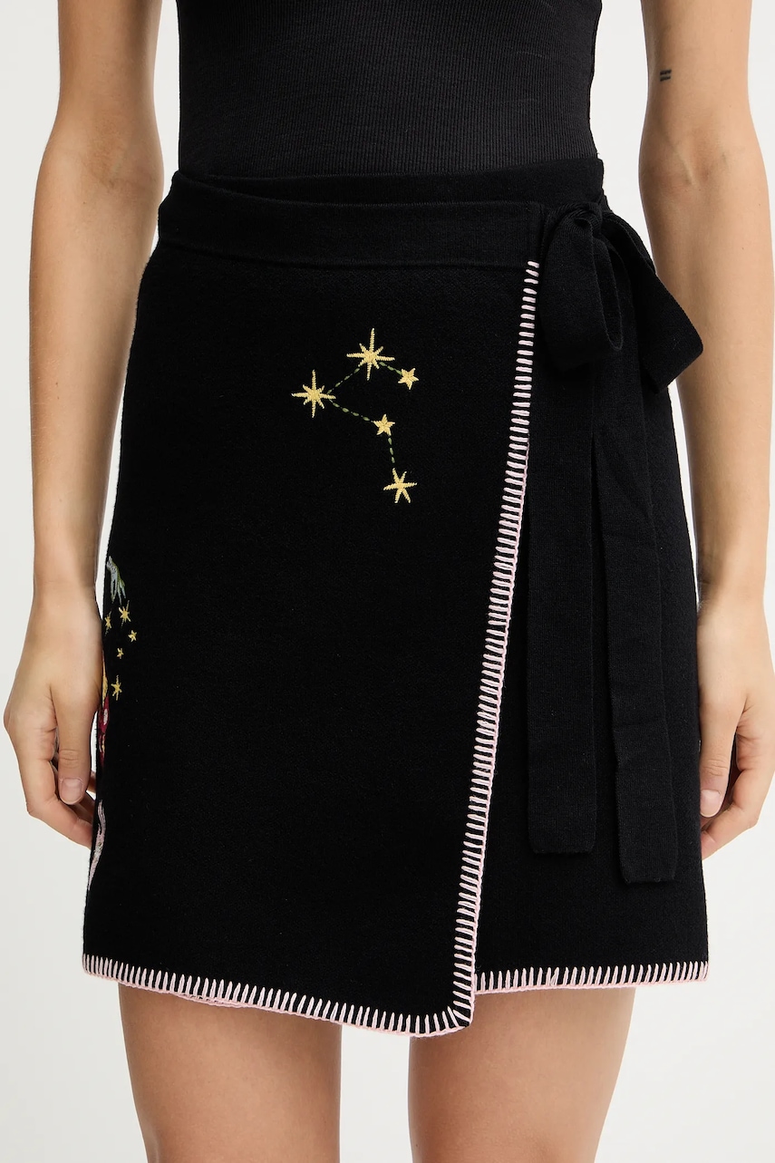 Sukně Never Fully Dressed černá barva, mini, áčková, NFDKN736