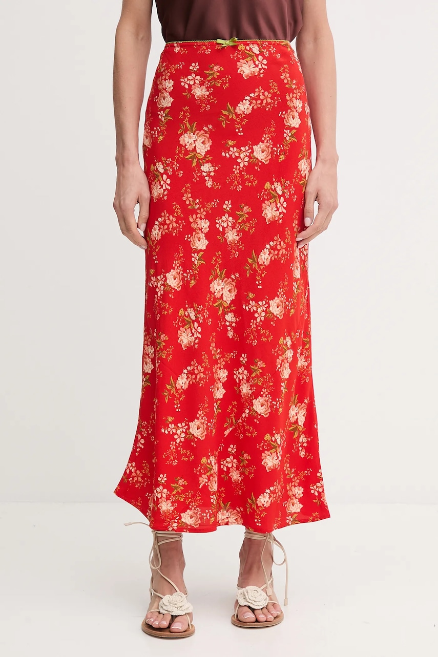 Sukně Never Fully Dressed červená barva, maxi, NFDSK738