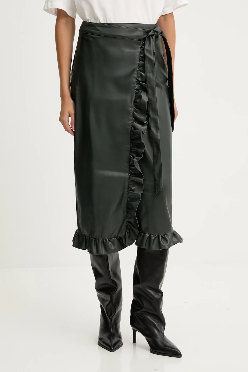 Sukně Never Fully Dressed zelená barva, midi, NFDSK749