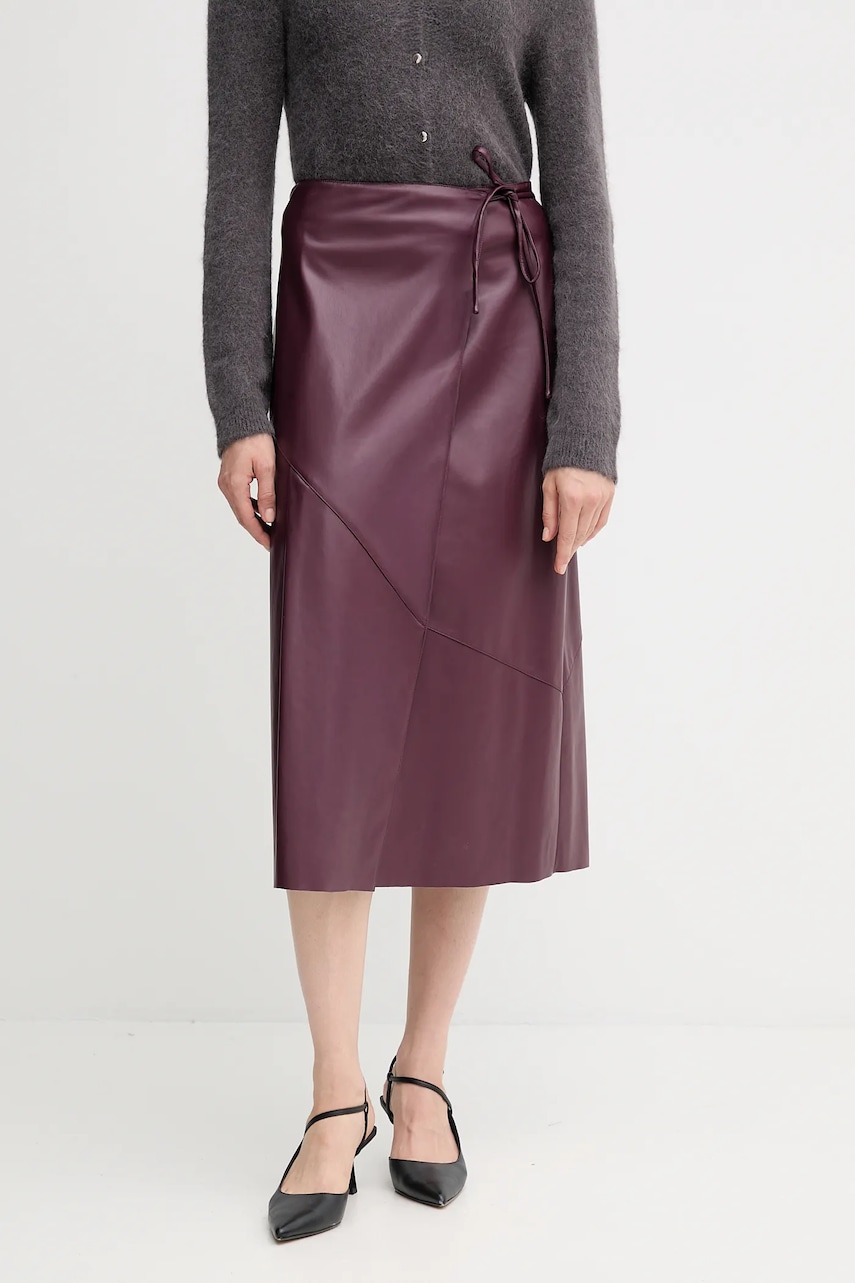 Sukně OUI vínová barva, midi, áčková, 94517