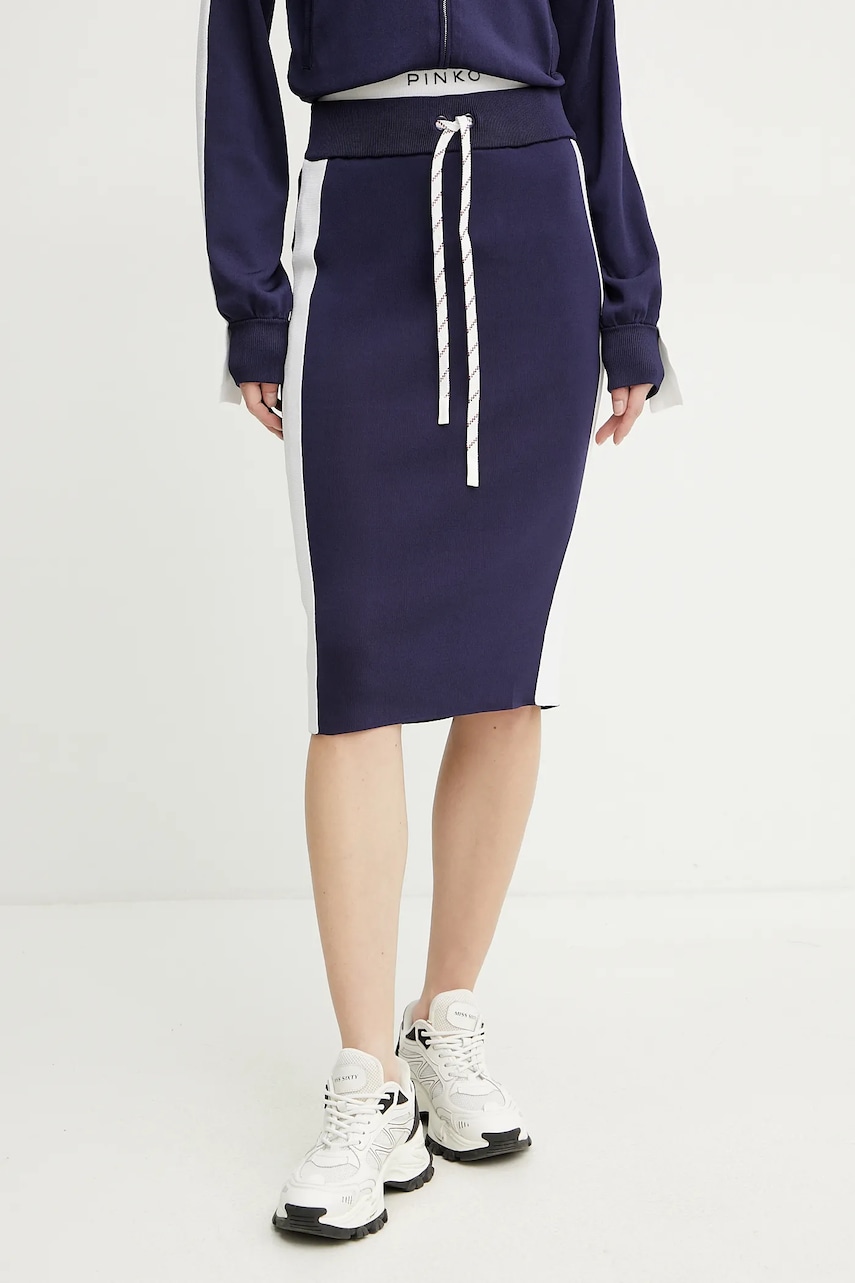 Sukně Pinko tmavomodrá barva, midi, pouzdrová, 104740 A2FQ