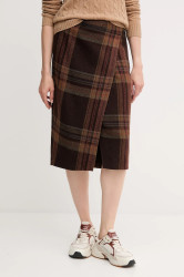 Sukně Polo Ralph Lauren hnědá barva, midi, pouzdrová, 211A92181