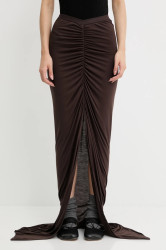 Sukně Rick Owens Lilies Poppy hnědá barva, maxi, LI02E3317.RV