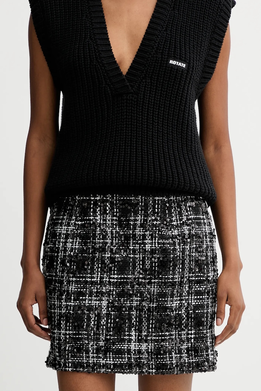 Sukně Rotate Boucle Mini černá barva, mini, pouzdrová, 113556000