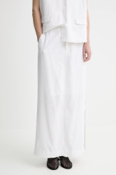 Sukně s příměsí lnu Gestuz bílá barva, maxi, 10910283