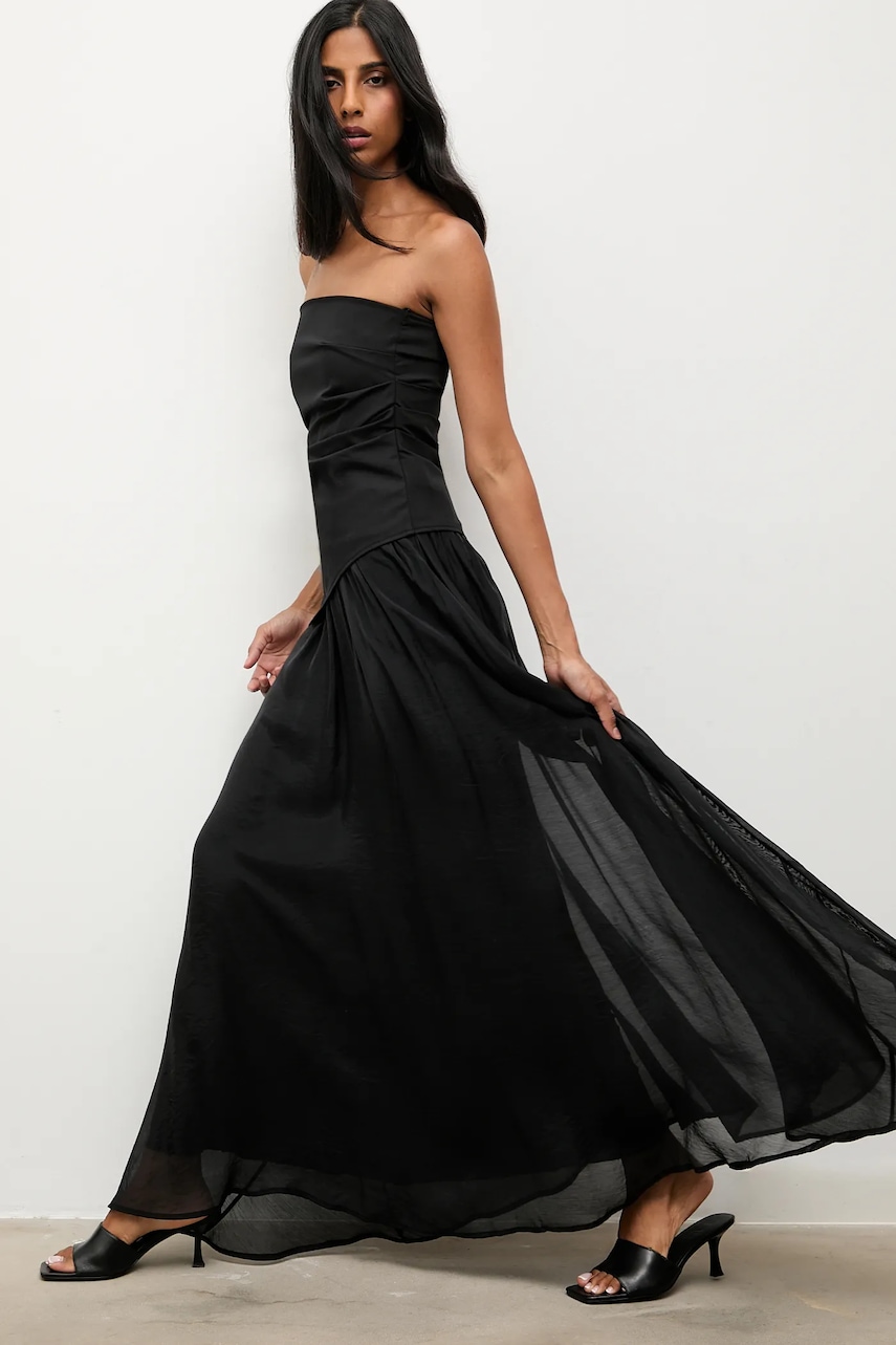 Sukně s příměsí lyocellu Answear.LAB černá barva, maxi