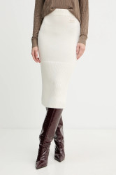 Sukně s příměsí vlny Armani Exchange béžová barva, midi, XW001309 AF13774