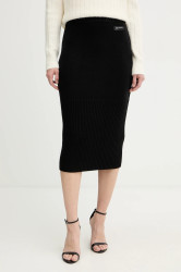 Sukně s příměsí vlny Armani Exchange černá barva, midi, XW001309 AF13774
