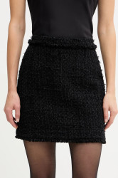 Sukně s příměsí vlny BOSS Vokila černá barva, mini, áčková, 50548094