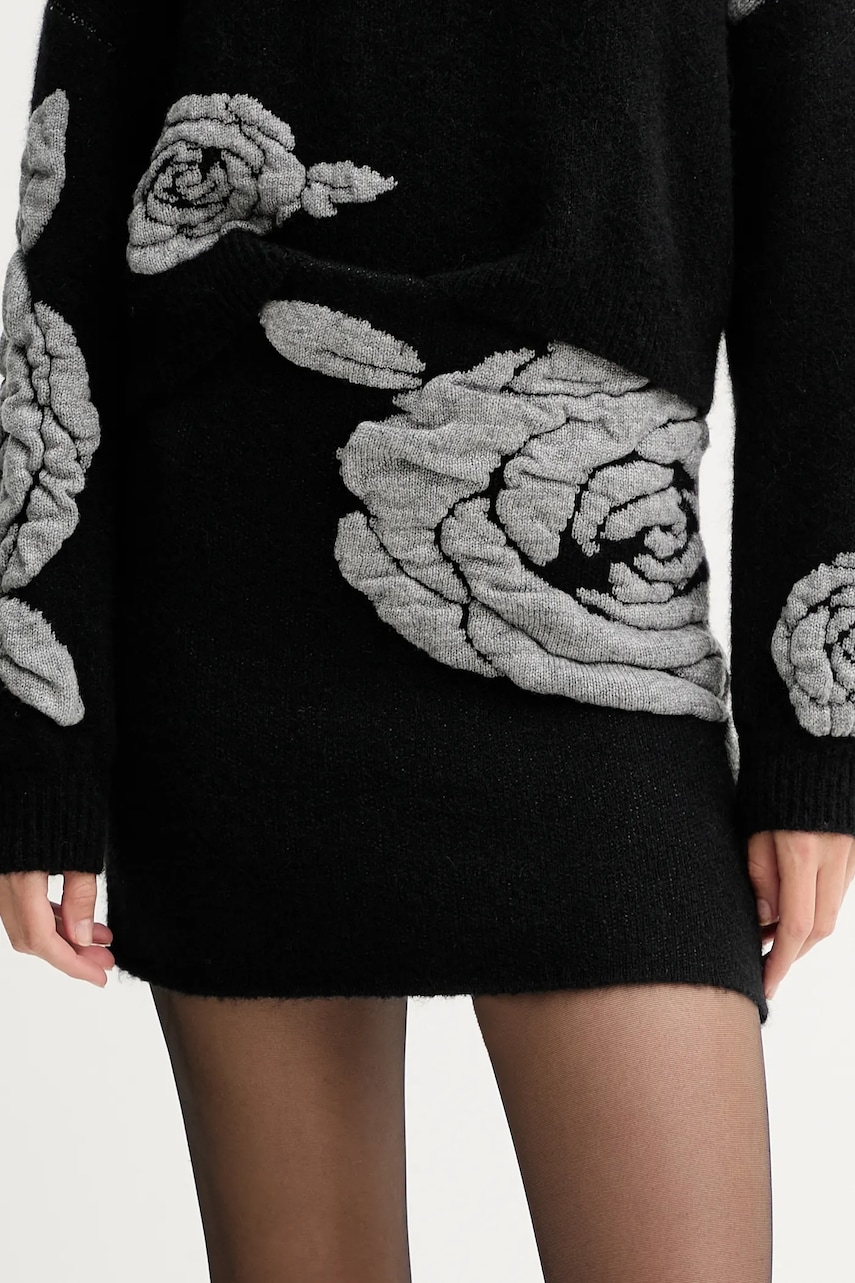 Sukně s příměsí vlny Gestuz černá barva, mini, pouzdrová, 10910595