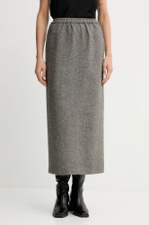 Sukně s příměsí vlny ISABELLE BLANCHE šedá barva, maxi, IS25FW-G081-T012