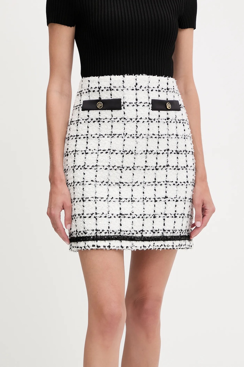 Sukně s příměsí vlny Karl Lagerfeld bílá barva, mini, pouzdrová, A3W12019
