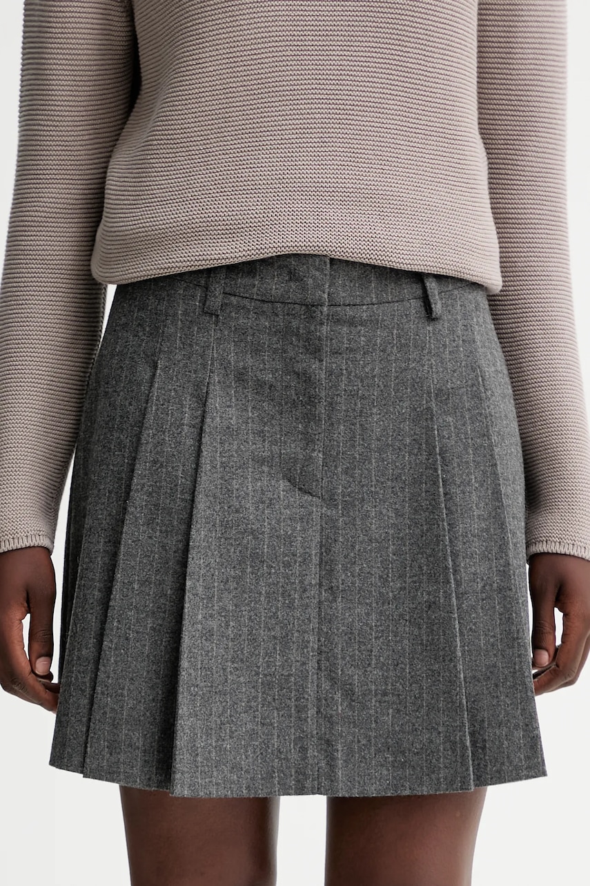 Sukně s příměsí vlny Marc O'Polo šedá barva, mini, 510023720117