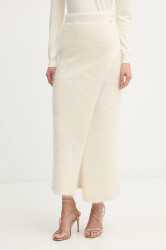 Sukně s příměsí vlny Marciano by Guess AGNES béžová barva, maxi, 5BGD02 5794Z