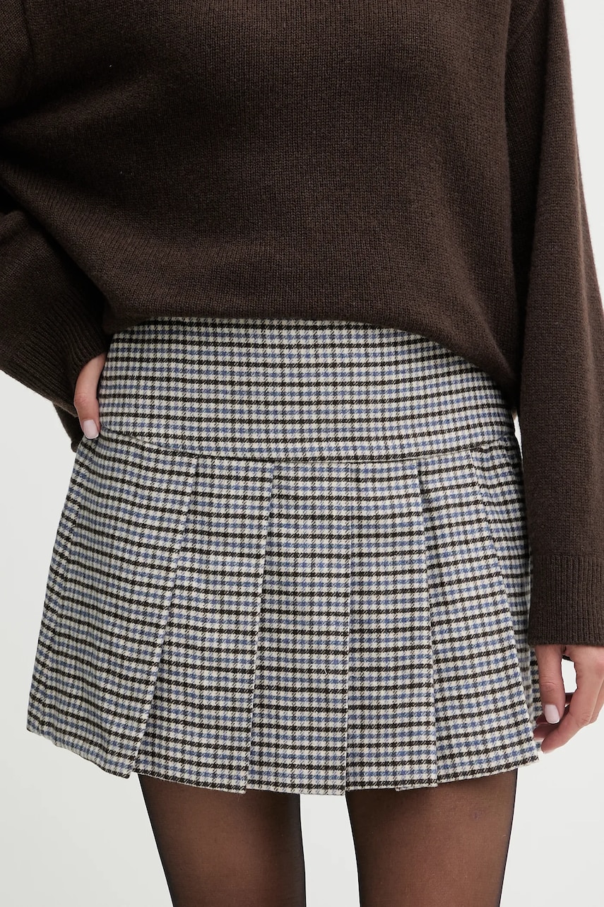 Sukně s příměsí vlny MAX&Co. modrá barva, mini, 2526106064200