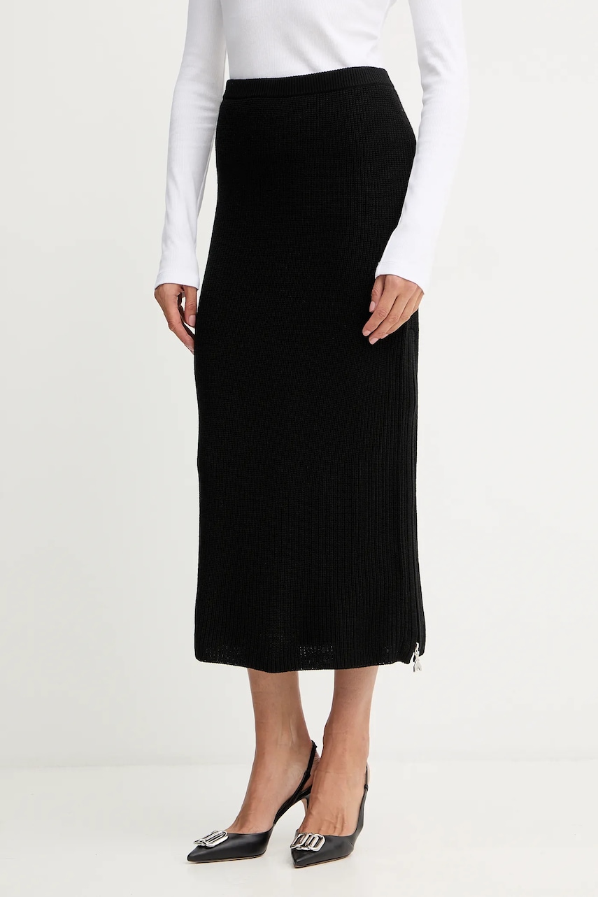 Sukně s příměsí vlny Patrizia Pepe černá barva, midi, 2G1042 K9O3A
