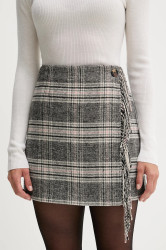 Sukně s příměsí vlny Pepe Jeans šedá barva, mini, áčková, PL9011872