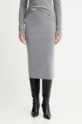 Sukně s příměsí vlny Pinko šedá barva, 105489 A2Q9