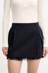 Sukně s příměsí vlny Pinko tmavomodrá barva, mini, 105709 A2QY