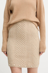 Sukně s příměsí vlny Twinset béžová barva, mini, 252AP3044