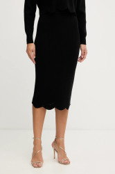 Sukně s příměsí vlny Twinset černá barva, midi, pouzdrová, 252TT3215