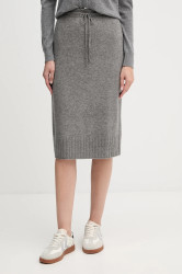 Sukně s příměsí vlny United Colors of Benetton šedá barva, midi, 112HD001V