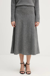 Sukně s příměsí vlny United Colors of Benetton šedá barva, midi, 1444D002B