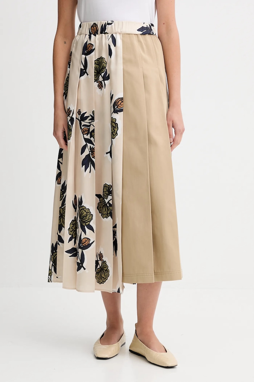 Sukně s příměsí vlny Weekend Max Mara ETRA béžová barva, midi, áčková, 2525106012600