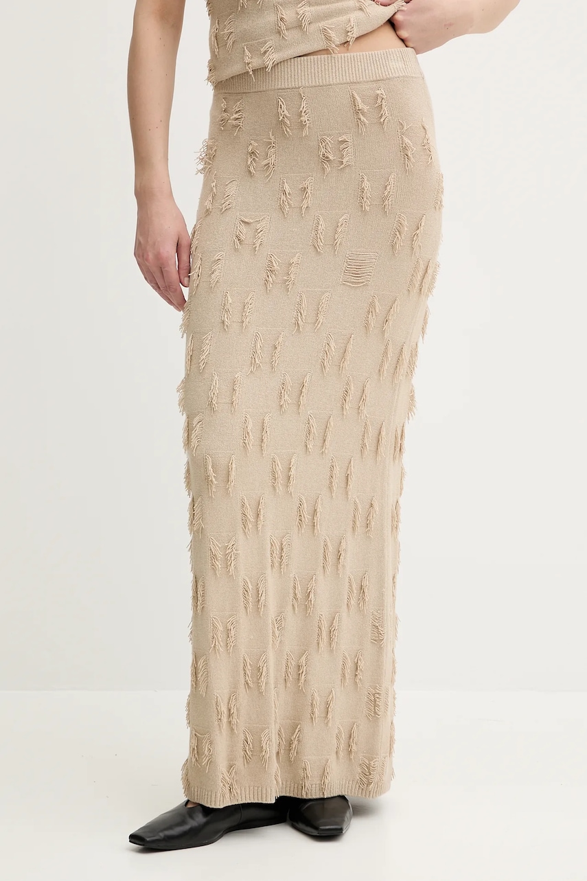Sukně Samsoe Samsoe SAMARLA béžová barva, maxi, pouzdrová, F25200128
