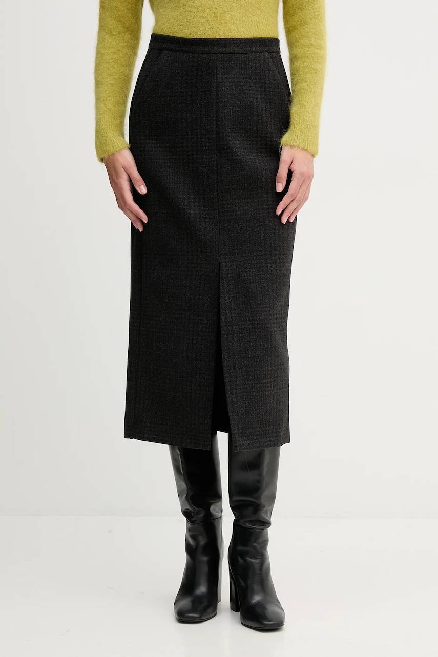 Sukně Sandro Ferrone zelená barva, midi, S23YBFBLOGGER