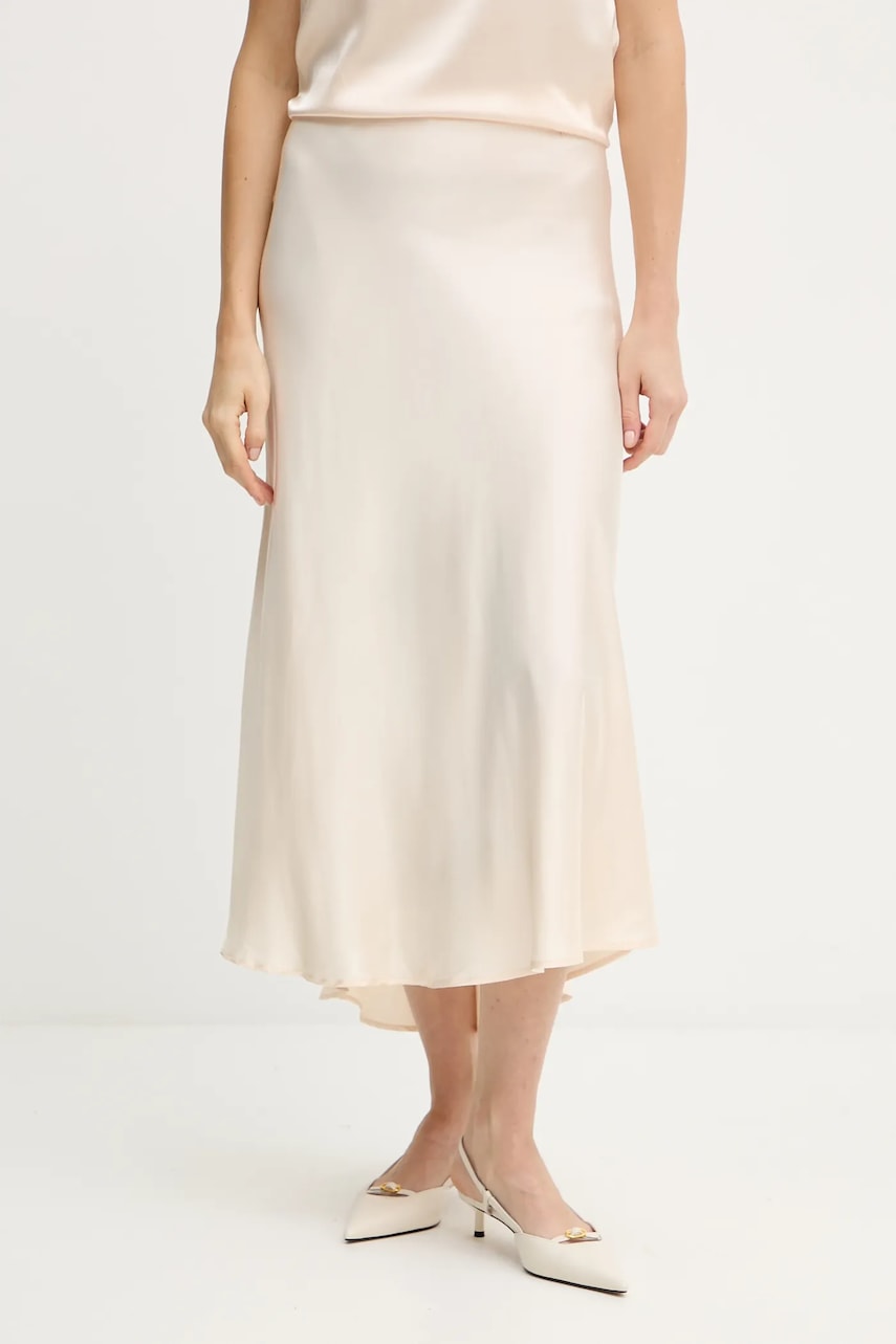 Sukně Silvian Heach FAREMI béžová barva, midi, áčková, GPA25324LO