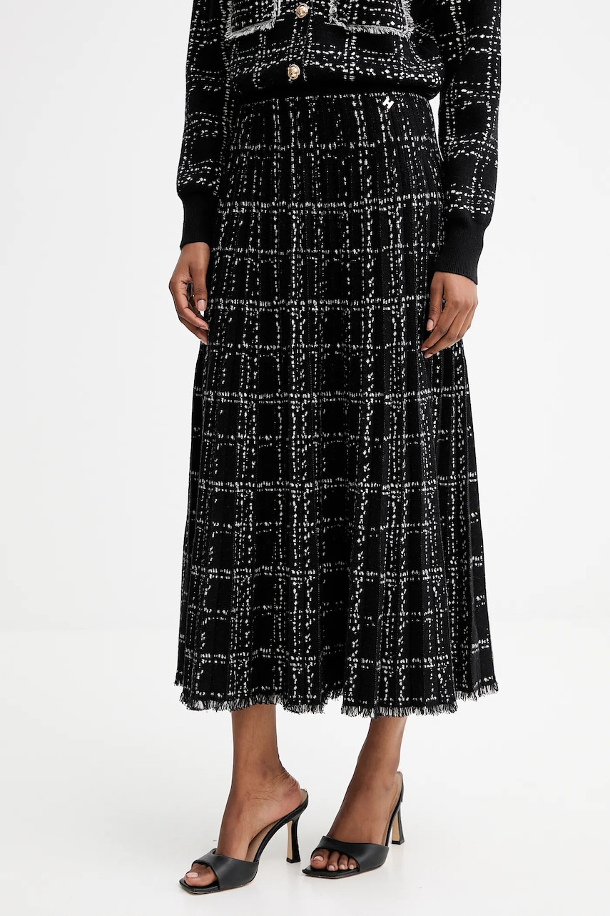 Sukně Silvian Heach HANLAN černá barva, midi, áčková, GPA25286LO