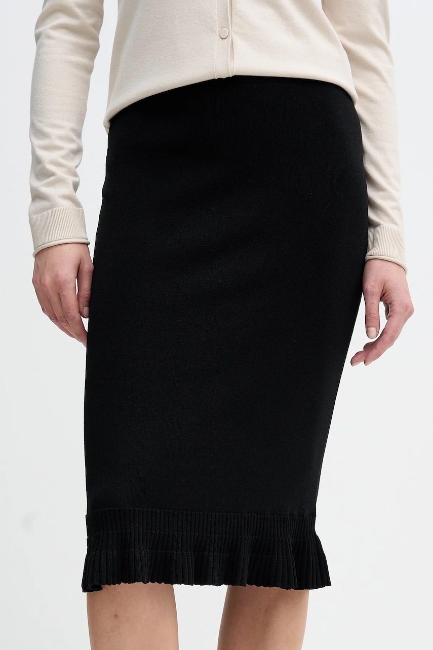Sukně Sisley černá barva, midi, pouzdrová, 1H7PM000I