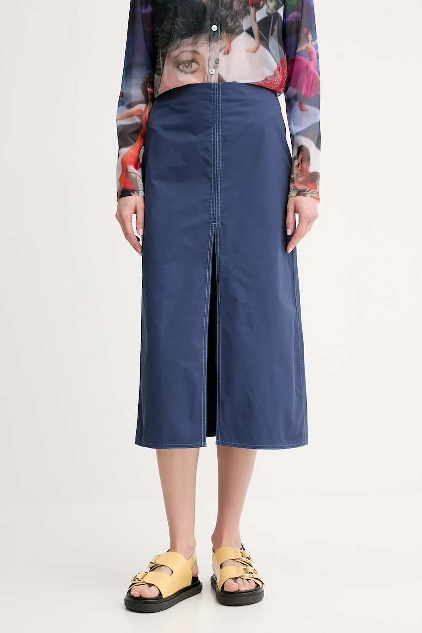 Sukně Sunnei tmavomodrá barva, midi, áčková, RTWWSKR024